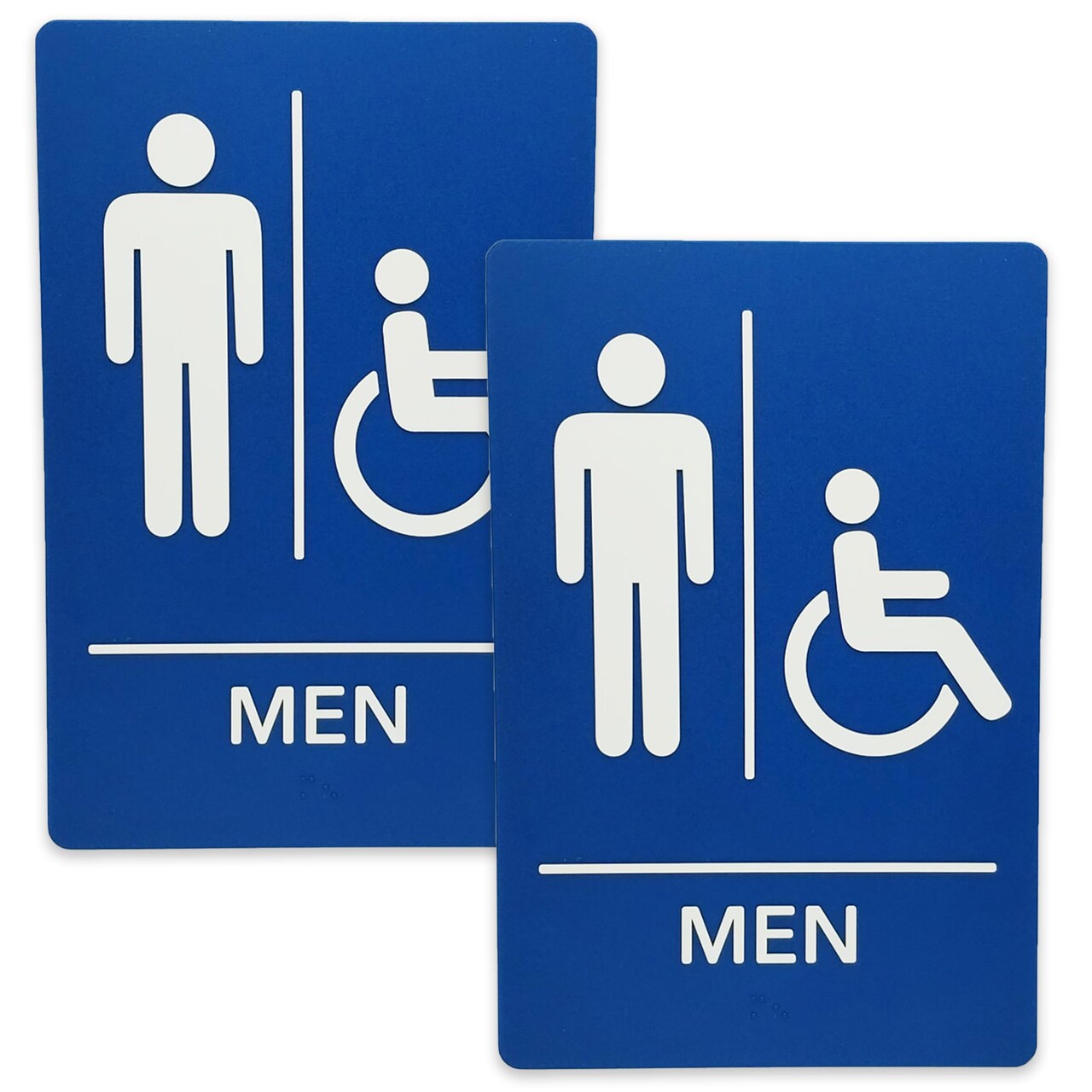 ADA-Compliant Wayfinding Signs – Durable, Non-Glare, Scratch-Resistant & Ready to Install. Featuring Grade 2 Braille & Raised Tactile Text, These Premade Signs Ensure Easy Compliance for Businesses 2 Pack